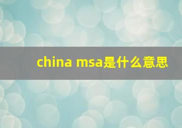 china msa是什么意思